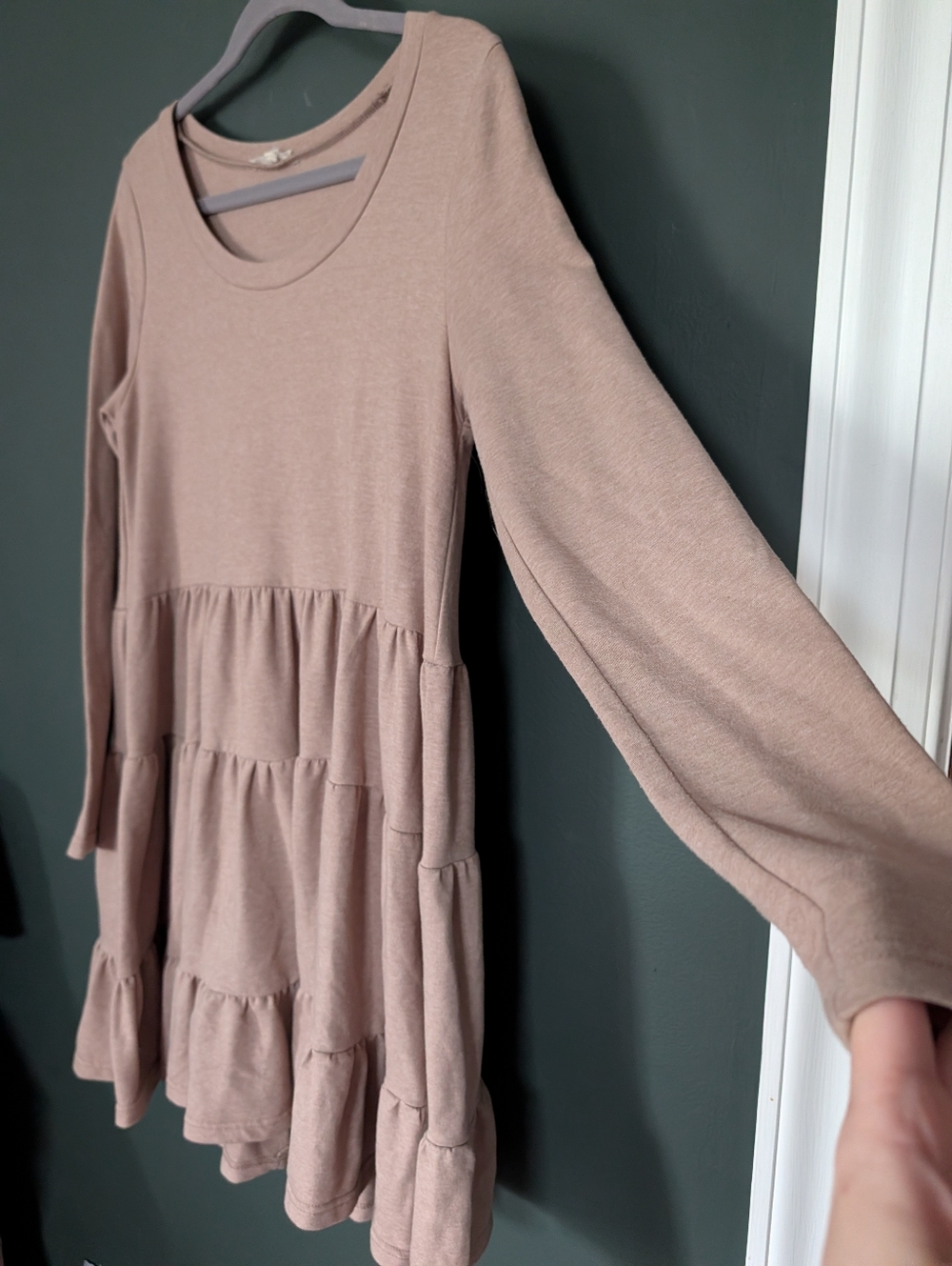 easel Soft Scoop Neck Tiered Dress - Dusty Mauve 0040 - Picture 3 of 5